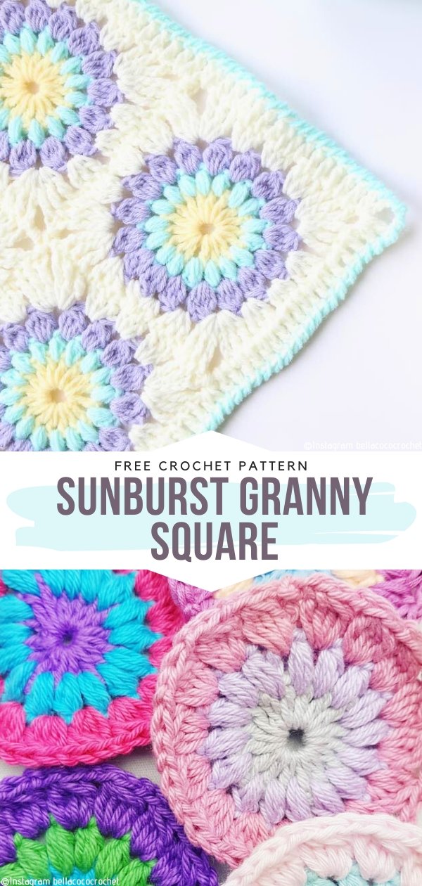 Learn to Crochet a Sunburst Granny Square - Bella Coco Crochet