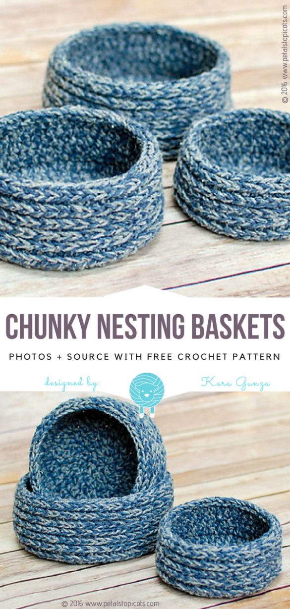 Chunky Nesting Baskets Free Crochet Pattern