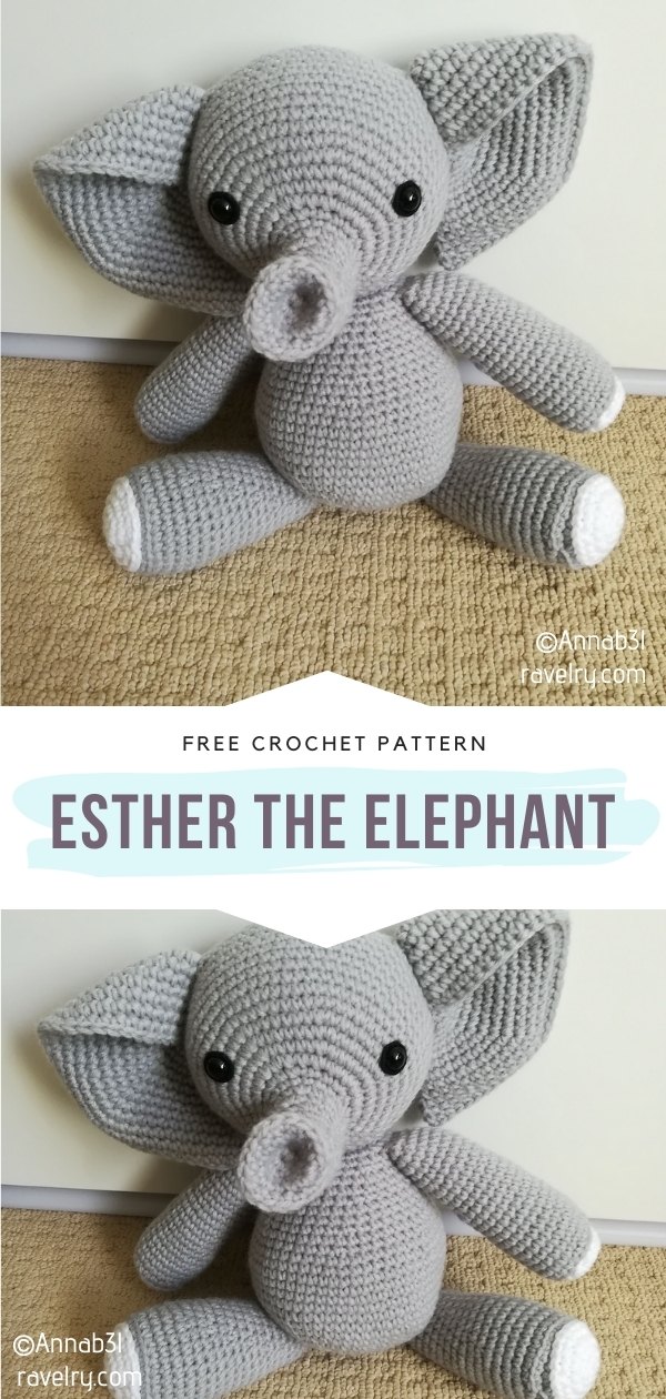 Esther l'éléphant Amigurumi PDF modèle au crochet gratuit - Amigurumibox