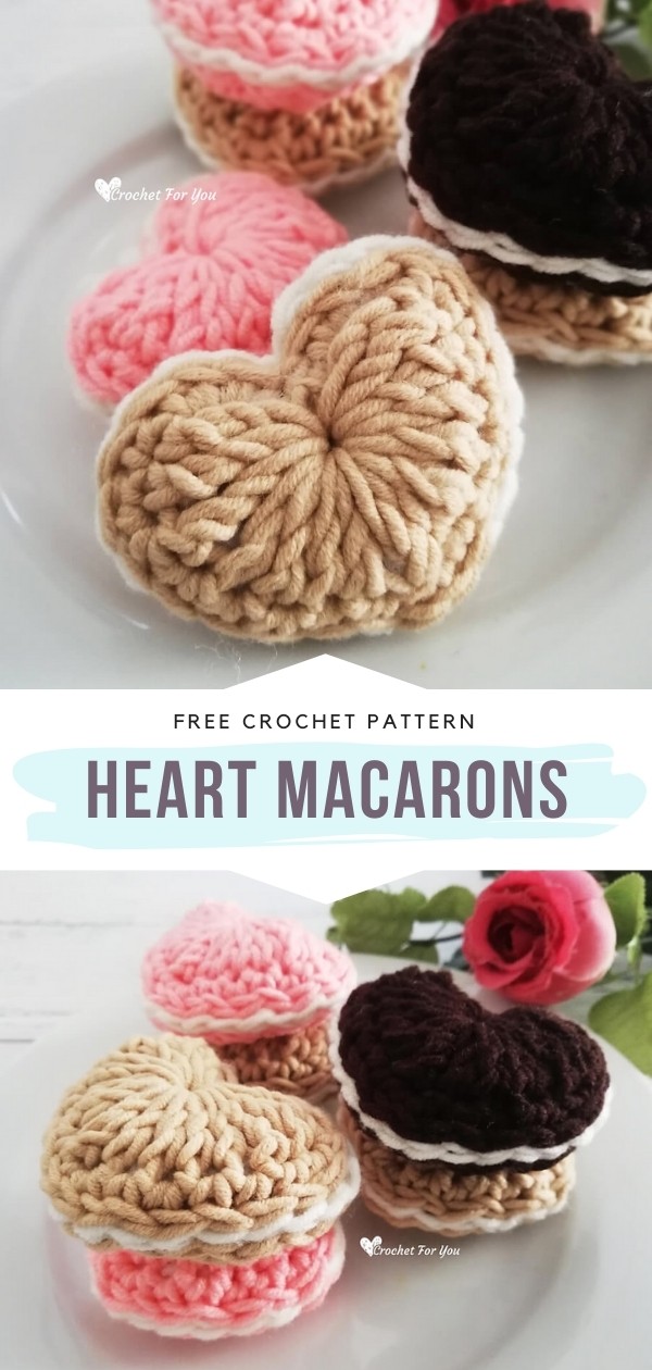 Crochet Heart Macarons