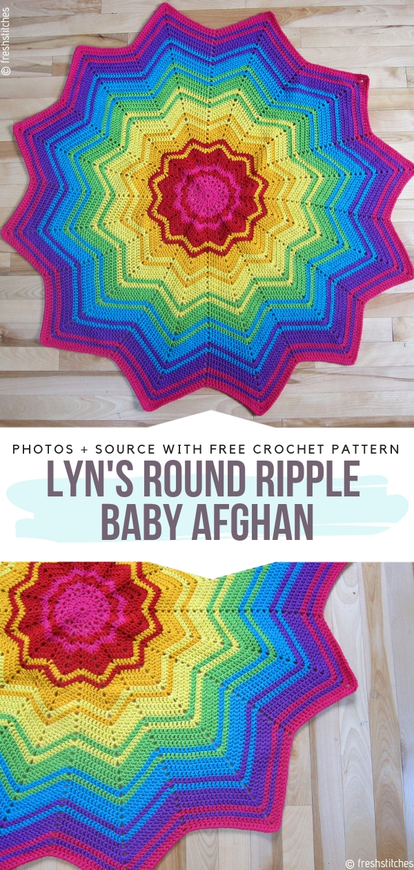 Round Ripple Blankets Free Crochet Patterns