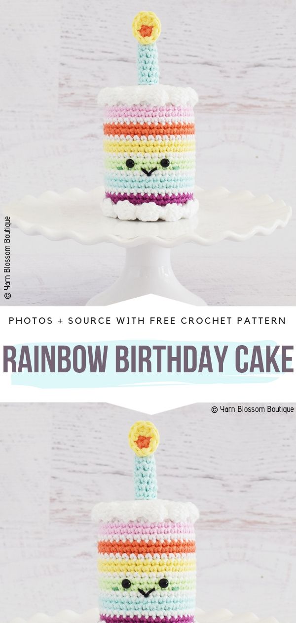 Crochet Rainbow Birthday Cake