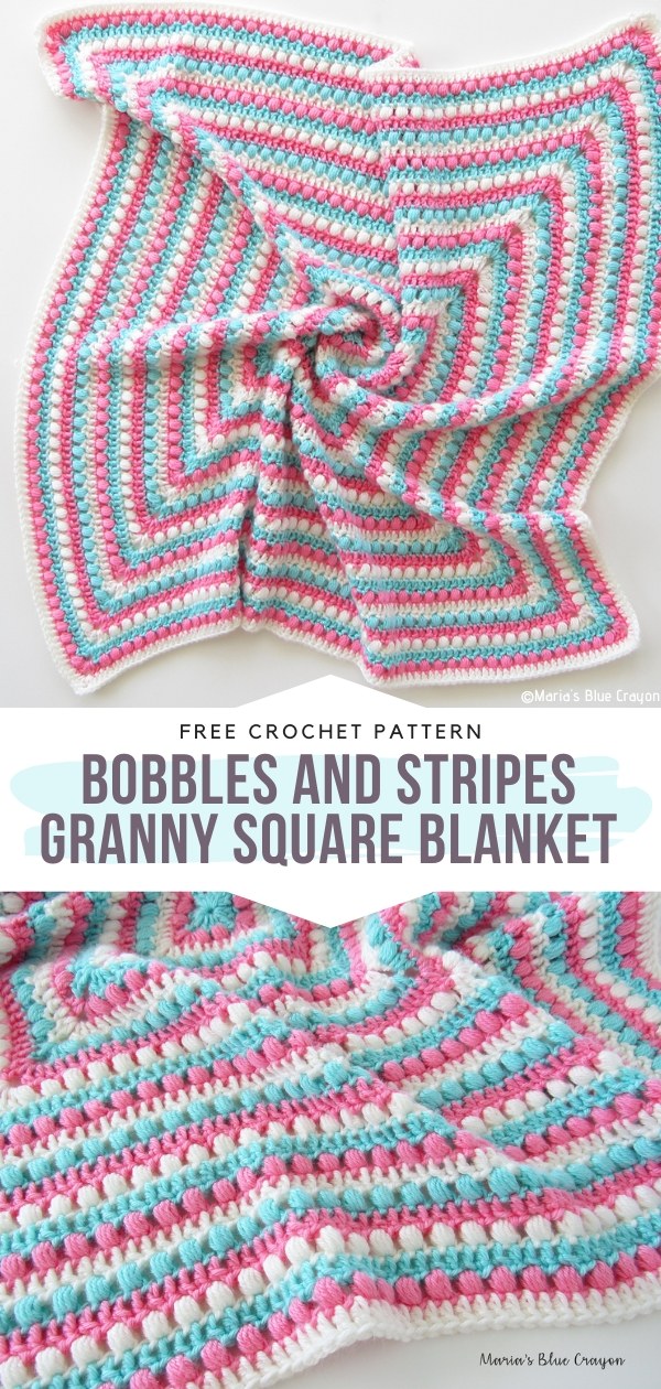Bobbles and Stripes Granny Square Blanket