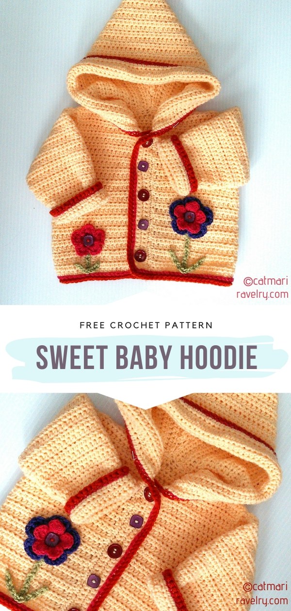 Adorable Crochet Baby Hoodies - Free Patterns