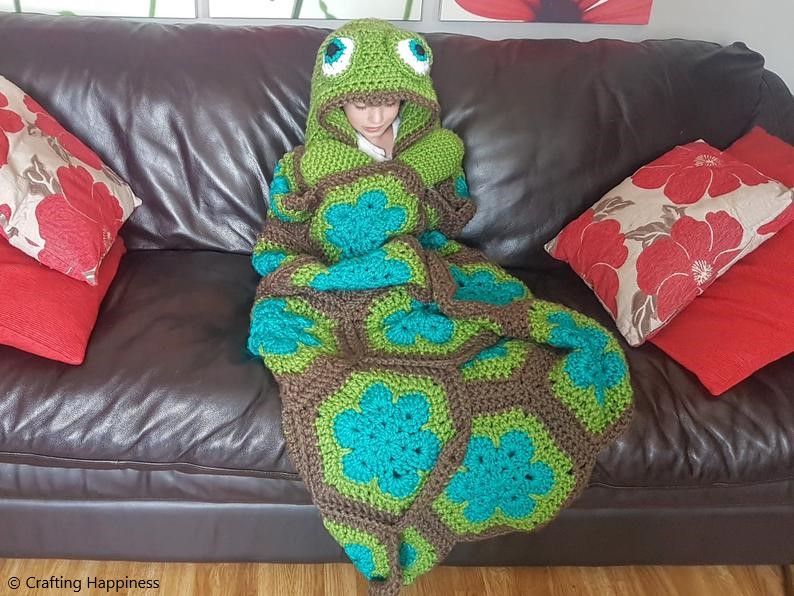2 in 1 Sea Turtle Tortoise Hooded Blanket Crochet Pattern