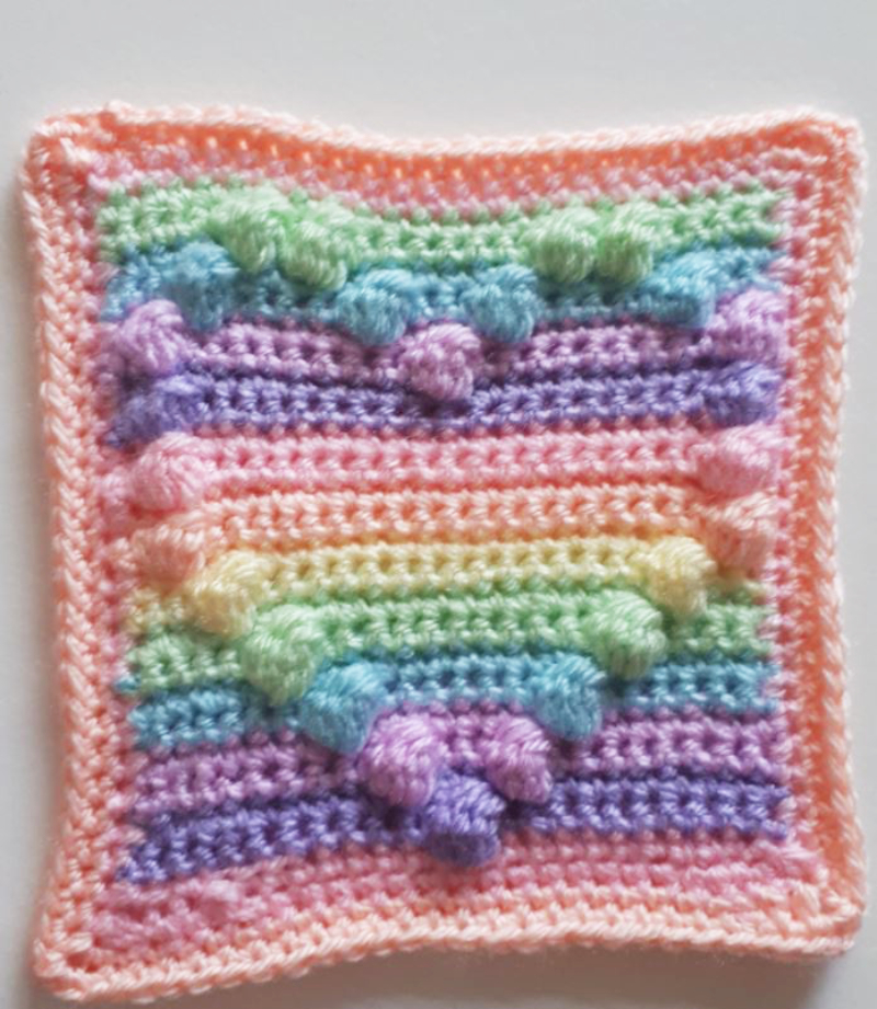 Rainbow Bobble Heart Square