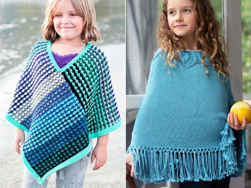 Charming Knitted Ponchos for Kids Free Patterns