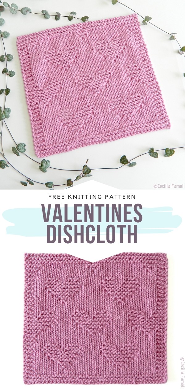 Knitted VALENTINES Dishcloth