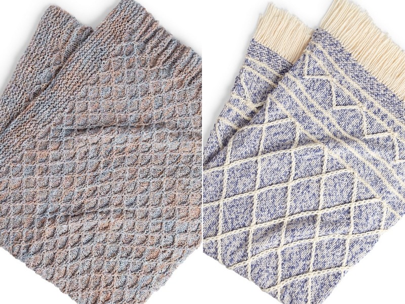 Modern Diamond Blankets with Free Knitting Patterns