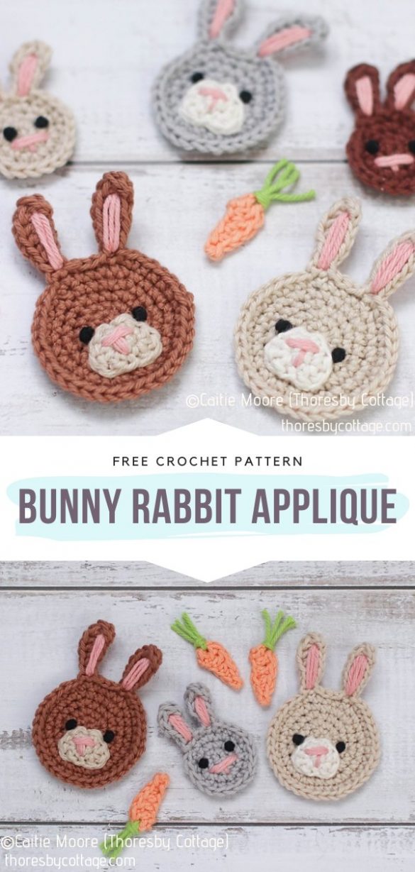 Easter Bunny Appliques with Free Crochet Patterns