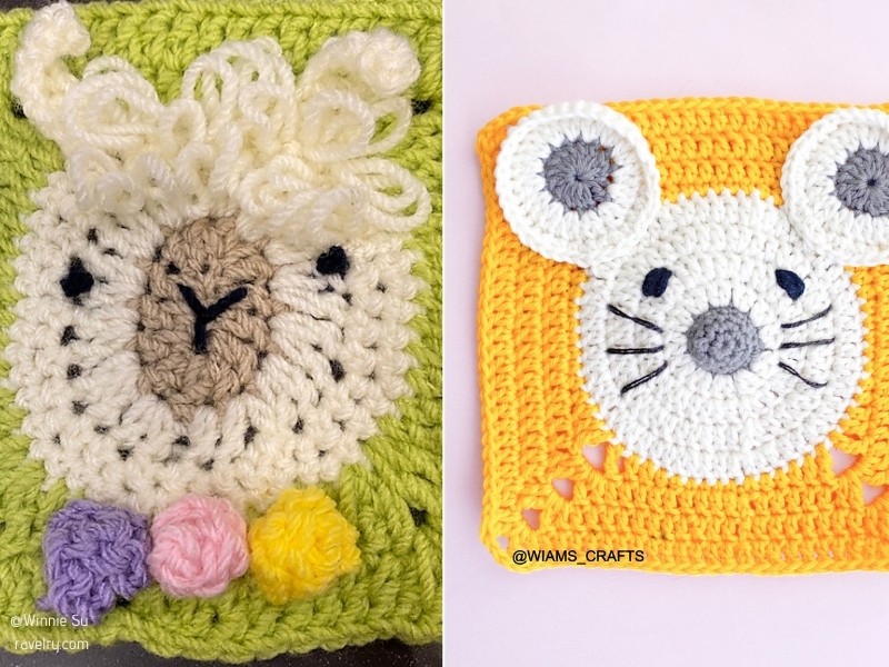 Fun Animal Squares With Free Crochet Patterns