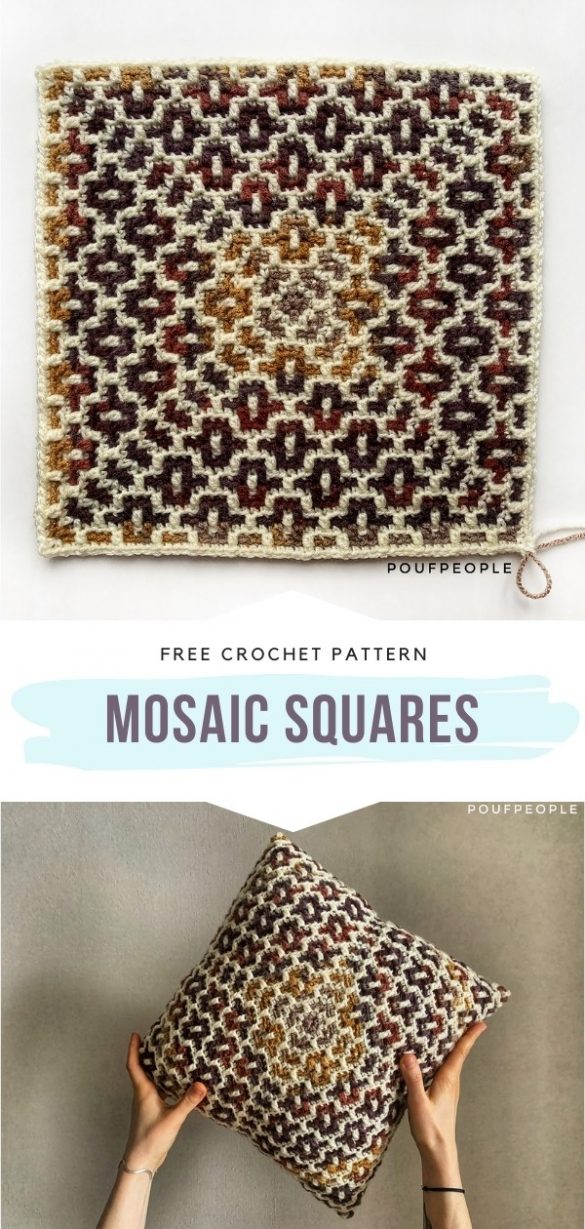 Colorful Mosaic Squares with Free Crochet Patterns