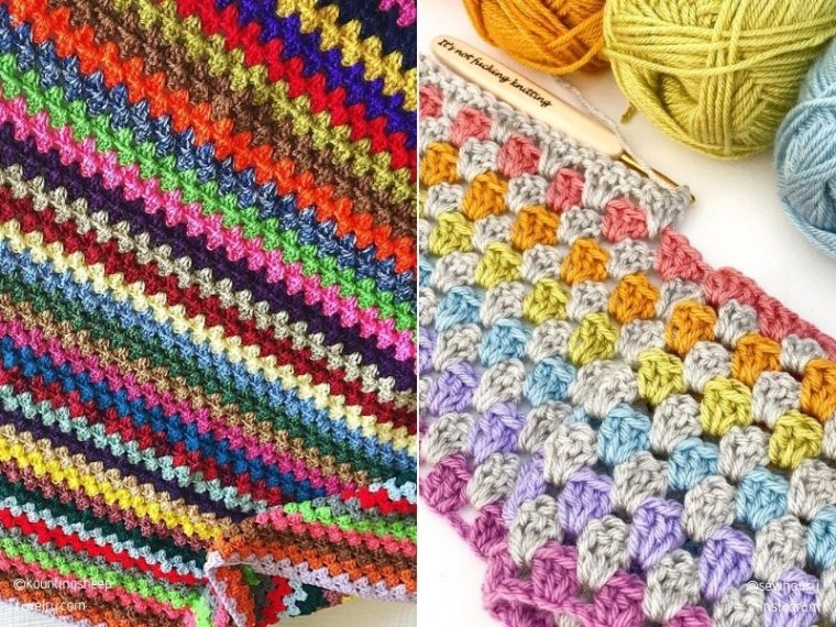 Colorful Granny Stripe Blankets - Free Crochet Patterns