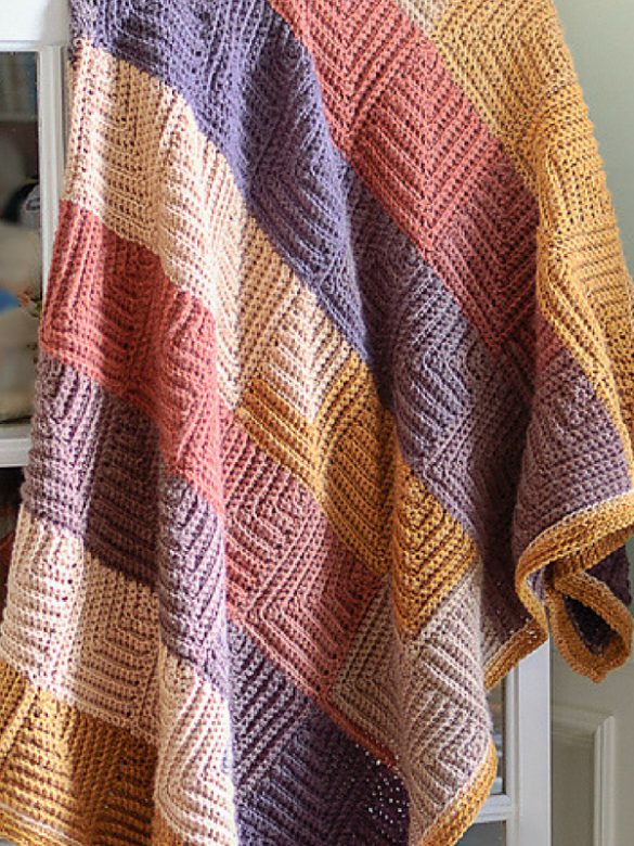 Continuous Mitered Square Blanket Free Crochet Pattern