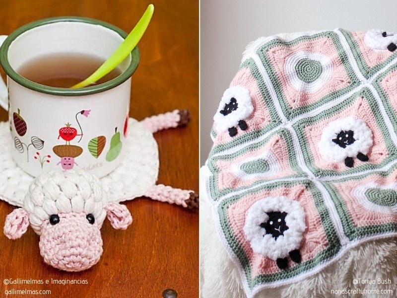 Crochet Accessories with a Cute Sheep Theme and Free Patterns