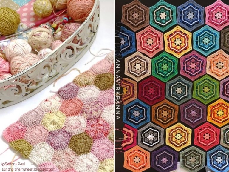 Crochet hexagon afghan pattern.