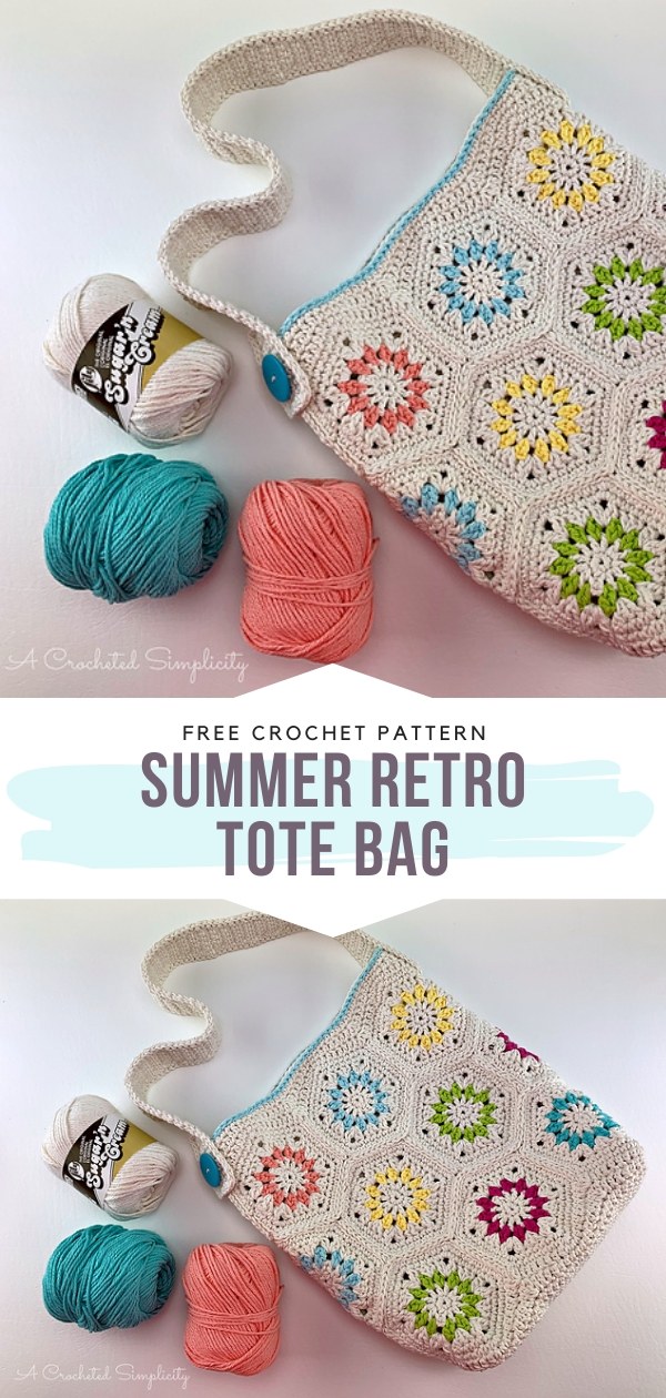 Vintage Crochet Bag, Handmade Knit Bag, Retro Crochet Tote Bag