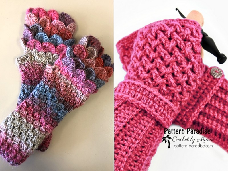Textured Pink Gloves Free Crochet Patterns