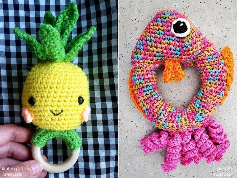 Colorful Baby Rattles with Free Crochet Patterns
