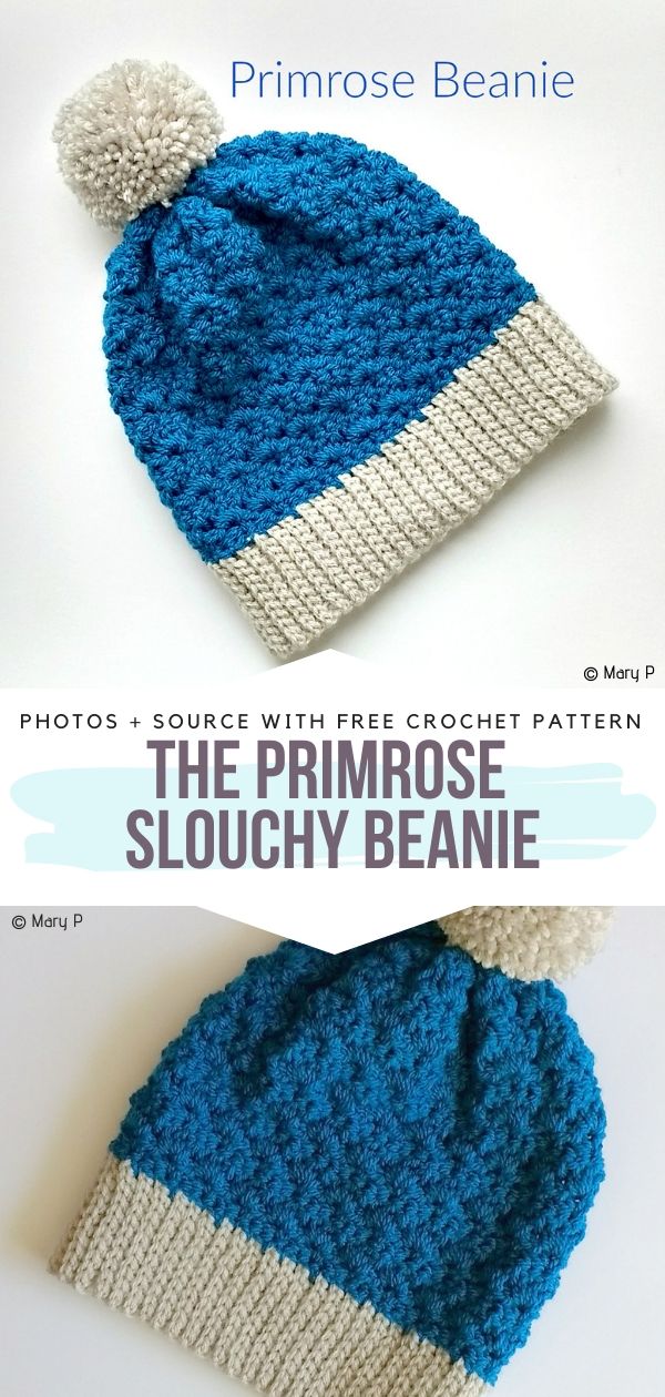 Free Crochet Pattern The Primrose Slouchy Beanie