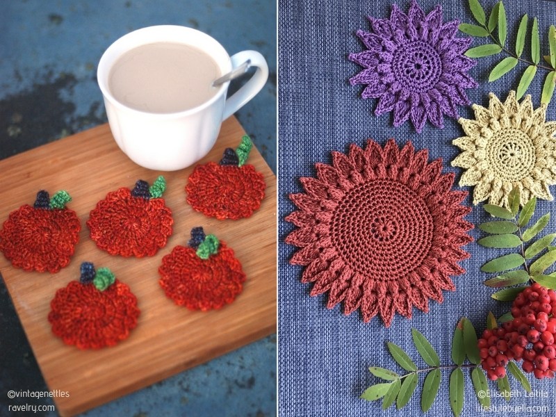 Celebration of Fall Crochet Coasters Free Patterns