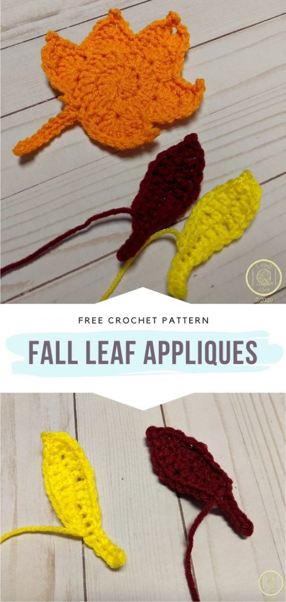 Little Leaf Appliques for Fall with Free Crochet Patterns