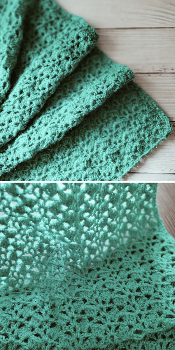 turquoise crochet shawl