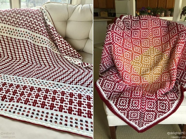 Burgundy Mosaic Crochet Throws