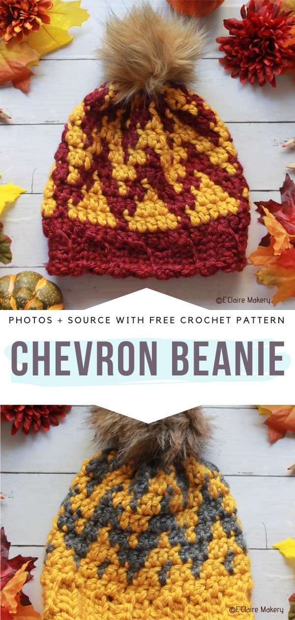 Chevron Beanie Free Crochet Pattern