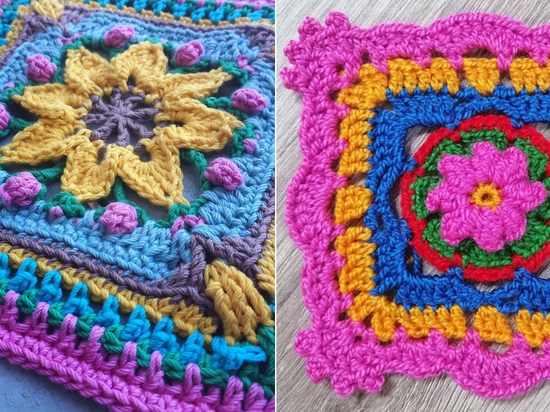 Color Bomb Squares Free Crochet Patterns