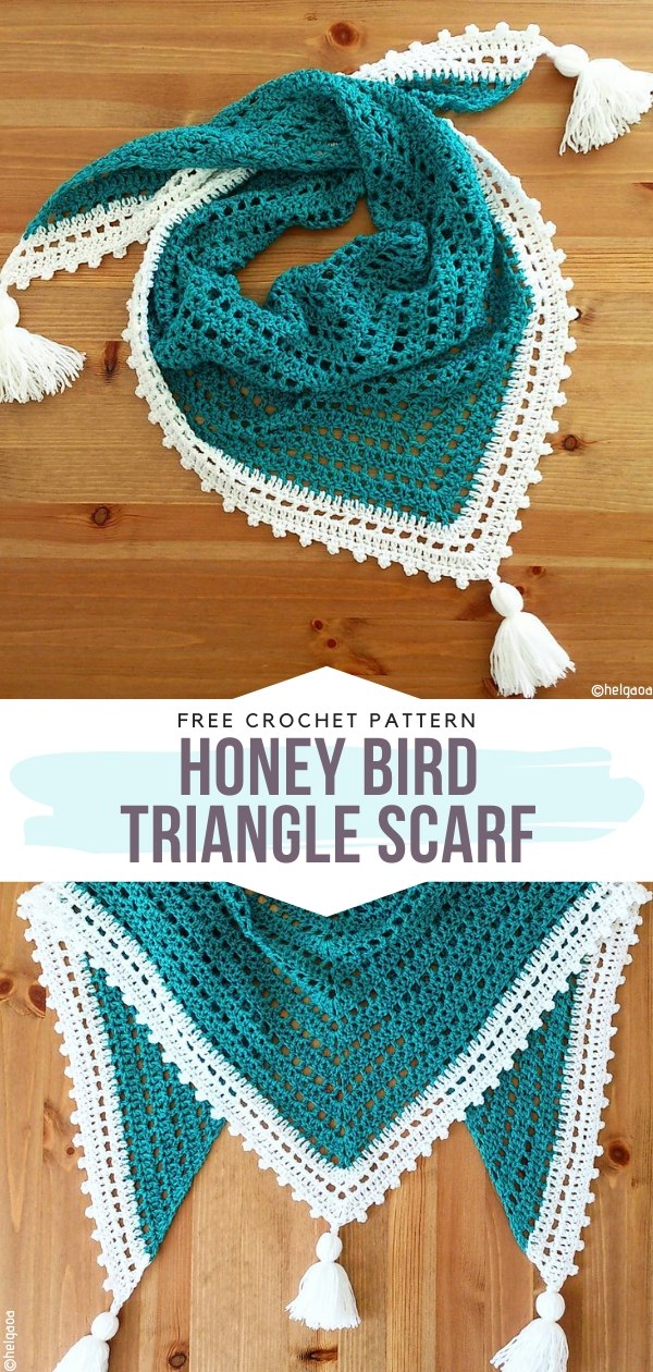 Honey Bird Triangle Scarf Free Crochet Pattern