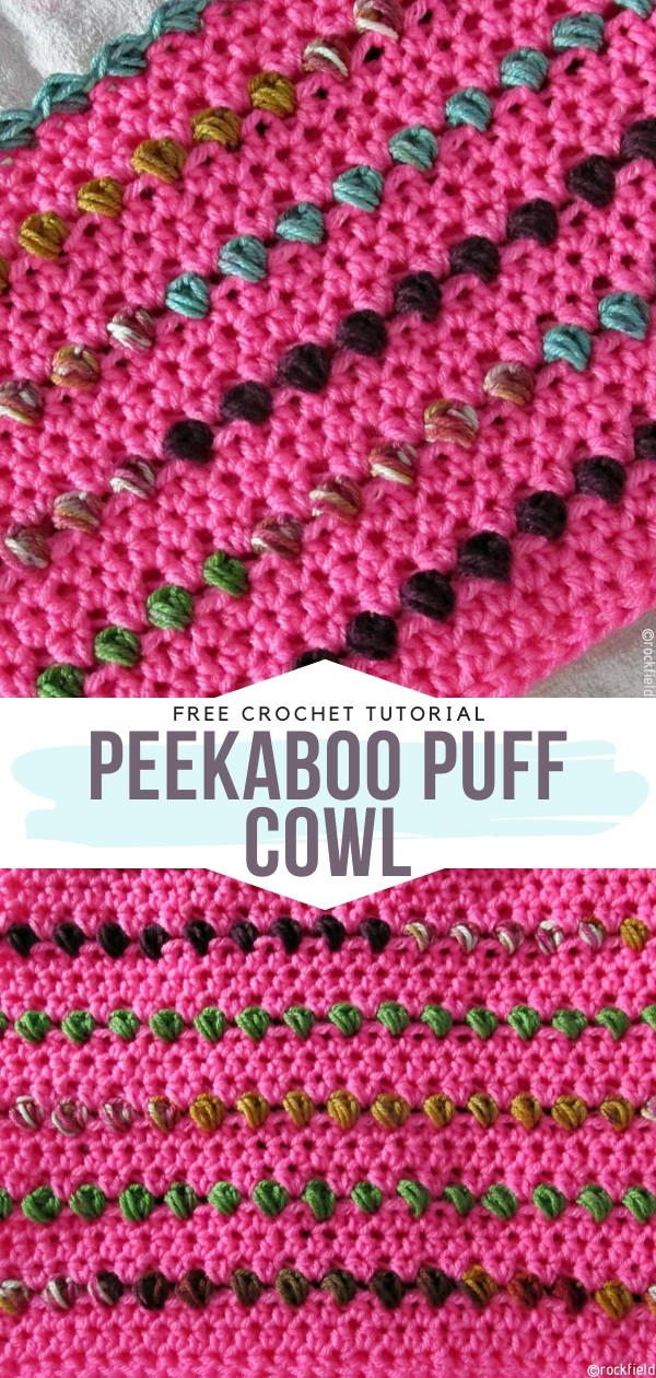 Peekaboo Puff Cowl Free Crochet Pattern