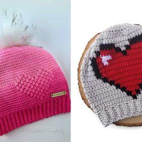 Valentine's Heart Beanies Free Crochet Patterns