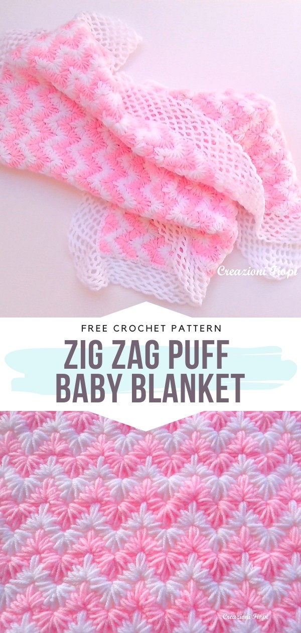 Zig Zag Puff Baby Blanket Crochet Pattern