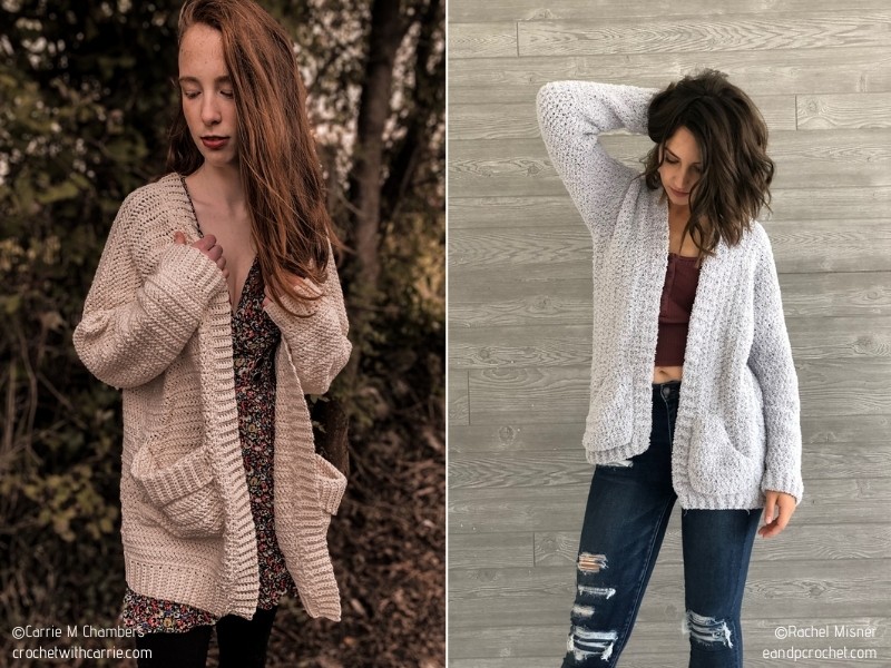 Comfy Pocket Cardigans with Free Crochet Patterns