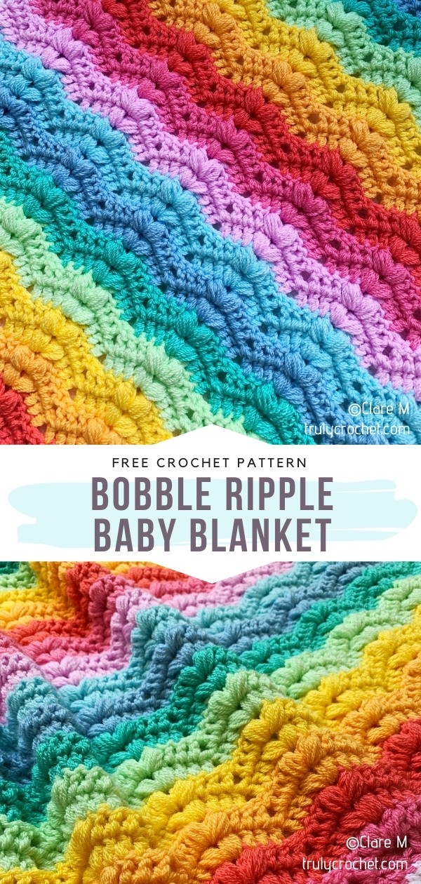 Colorful Ripple Stitch Blankets Free Crochet Patterns