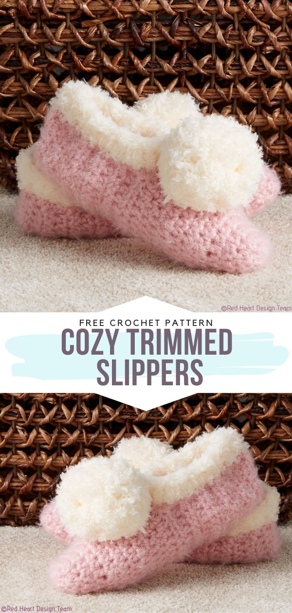 Crochet Trimmed Slippers