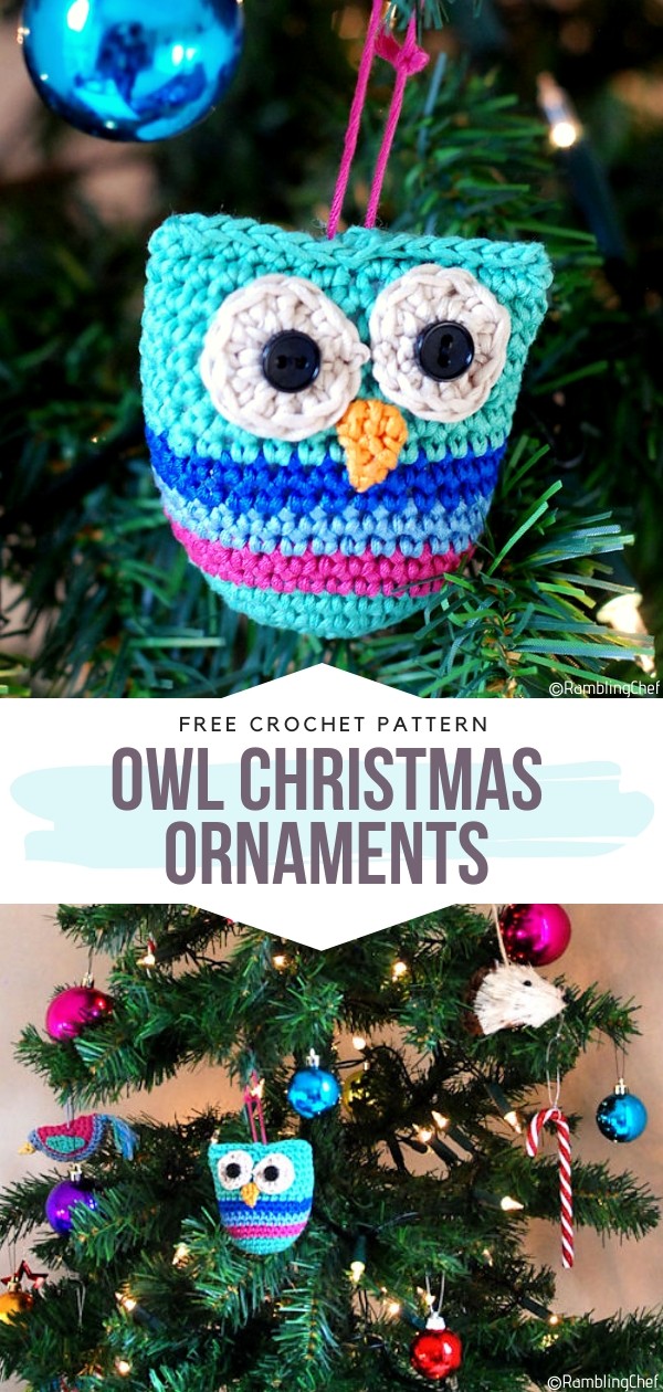 Owl Christmas Ornaments Free Crochet Pattern