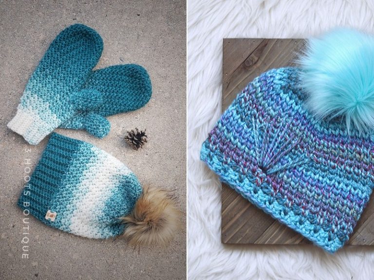 Ombré Blue Hats Free Crochet Patterns