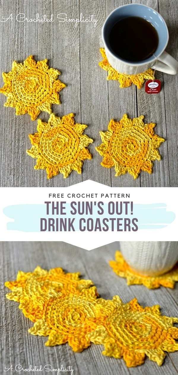 Sun-Shaped Crochet Coasters