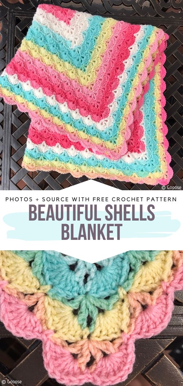 Beautiful shells baby blanket crochet pattern.