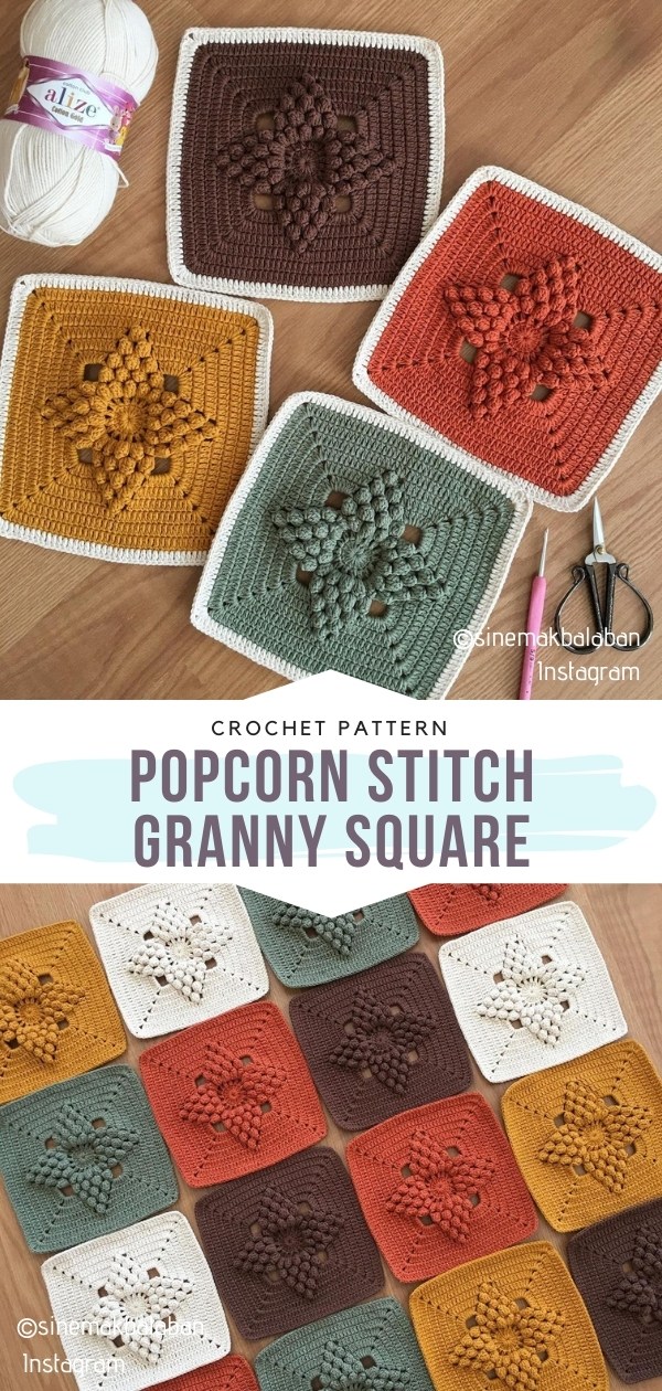 Popcorn Stitch Granny Square