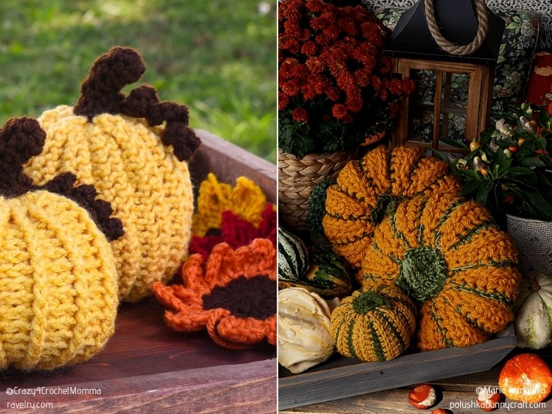 Pumpkin Decorations with Free Crochet Patterns