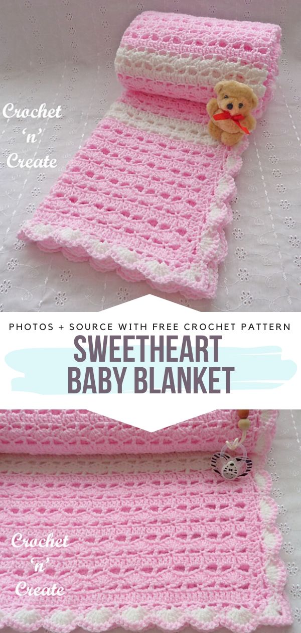 Free Crochet Pattern Sweetheart Baby Blanket&nbsp;