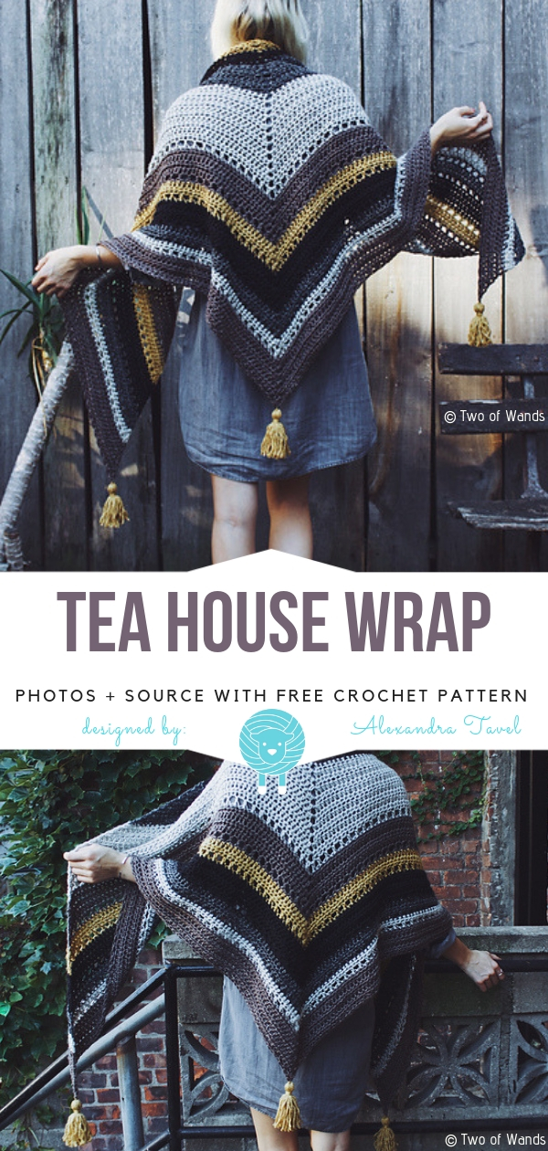 Afghan squares tea house wrap free crochet pattern.