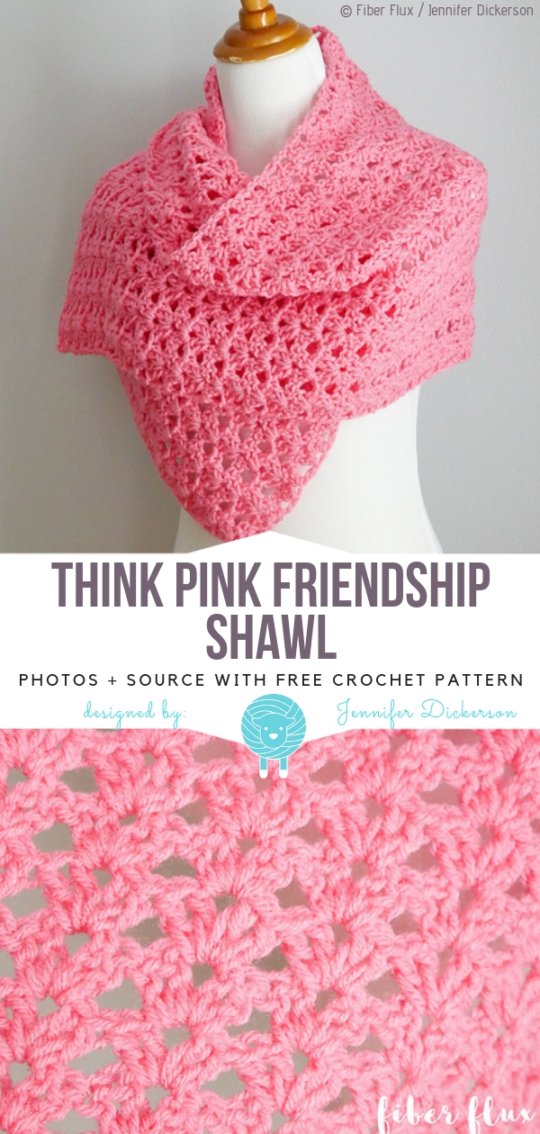 Modified Description: Think pink friendship shawl and Afghan Squares crochet pattern.