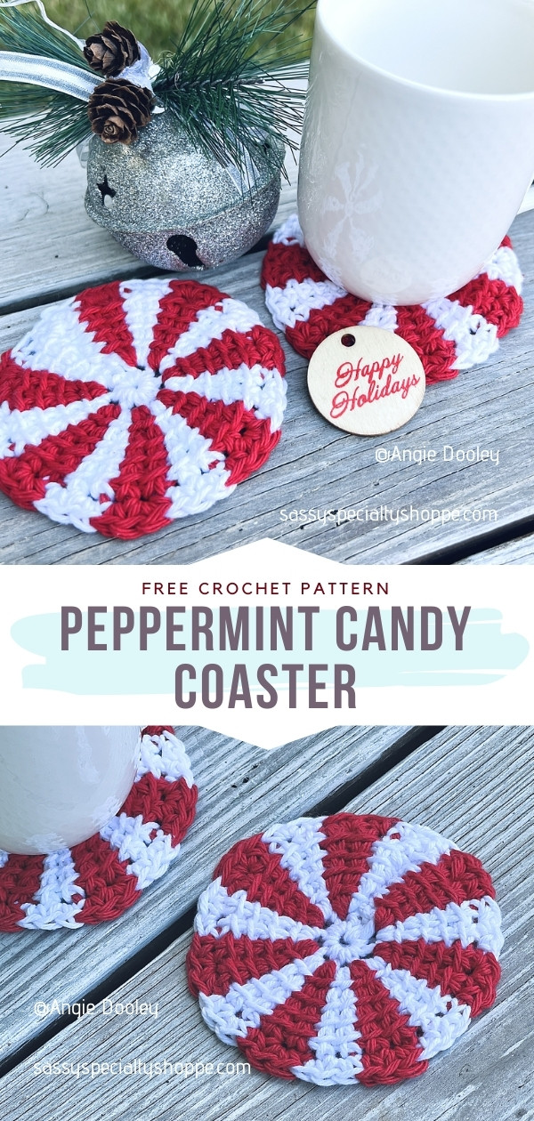 Peppermint Crochet Coasters Free Patterns