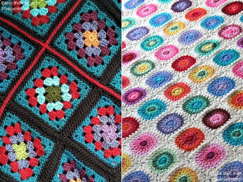 Black or White Floral Square Blanket Free Crochet Patterns