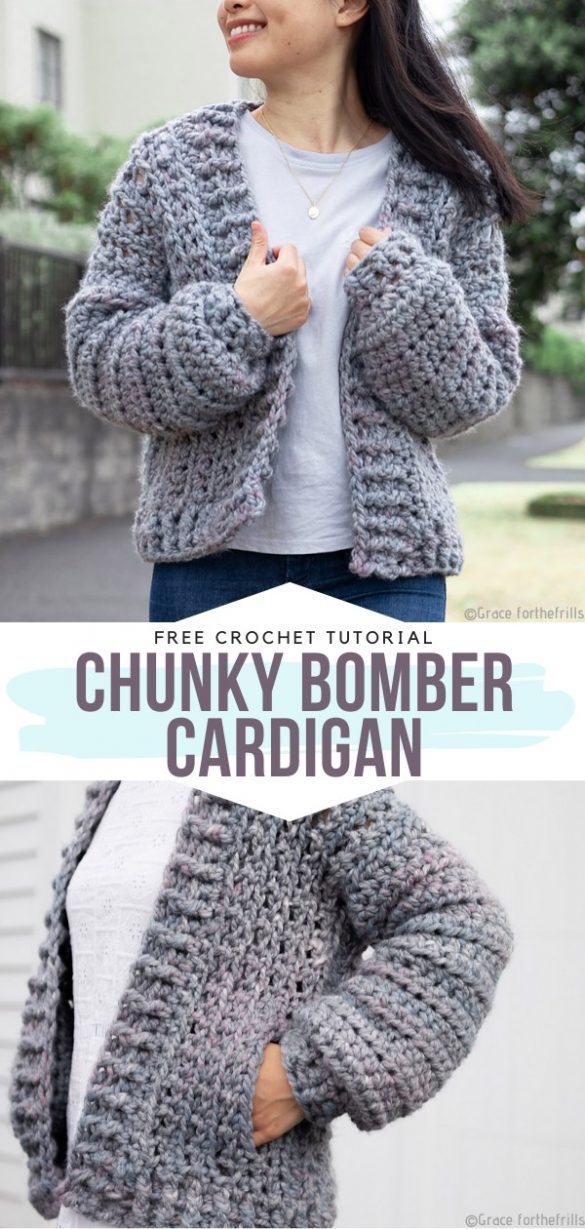 Chunky Grey Cardigans - Free Crochet Patterns