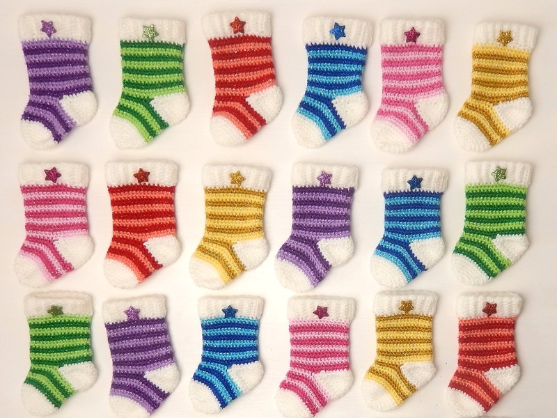 Colorful Little Stockings Free Crochet Pattern